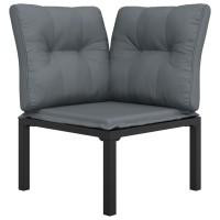 Vidaxl Patio Corner Chair With Cushions Black And Gray Poly Rattan