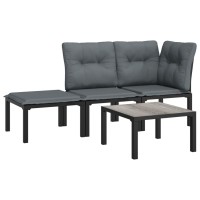 Vidaxl 4 Piece Patio Lounge Set Black And Gray Poly Rattan