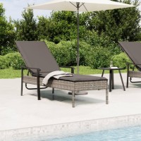 Vidaxl Sun Lounger With Cushion Gray Poly Rattan