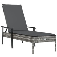 Vidaxl Sun Lounger With Cushion Gray Poly Rattan