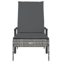 Vidaxl Sun Lounger With Cushion Gray Poly Rattan