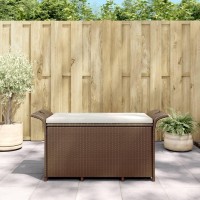 Vidaxl Patio Bench With Cushion Brown 45.7X18.1X22.4 Poly Rattan