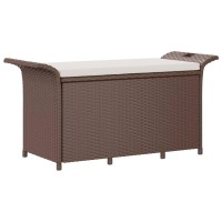 Vidaxl Patio Bench With Cushion Brown 45.7X18.1X22.4 Poly Rattan