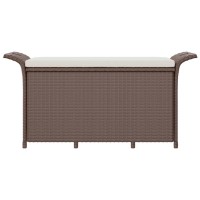 Vidaxl Patio Bench With Cushion Brown 45.7X18.1X22.4 Poly Rattan