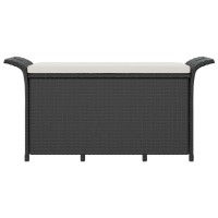 Vidaxl Patio Bench With Cushion Black 45.7X18.1X22.4 Poly Rattan