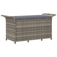 Vidaxl Patio Bench With Cushion Gray 45.7X18.1X22.4 Poly Rattan