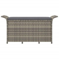 Vidaxl Patio Bench With Cushion Gray 45.7X18.1X22.4 Poly Rattan