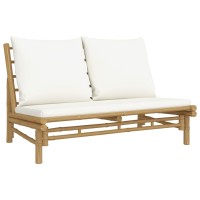 Vidaxl Patio Bench With Cream White Cushions Bamboo