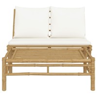 Vidaxl 2 Piece Patio Lounge Set With Cream White Cushions Bamboo