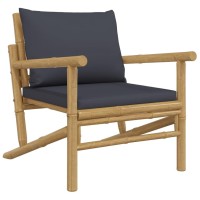 Vidaxl Patio Chairs 2 Pcs With Dark Gray Cushions Bamboo