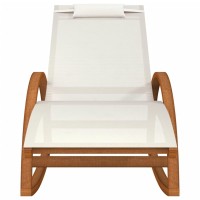 Vidaxl Rocking Chair White Textilene And Solid Wood Poplar