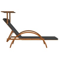 vidaXL Sun Lounger with Canopy Gray Textilene and Solid Wood Poplar