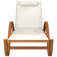 Vidaxl Sun Lounger With Pillow White Textilene And Solid Wood Poplar