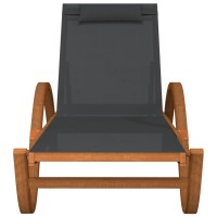 Vidaxl Sun Lounger With Pillow Gray Textilene And Solid Wood Poplar