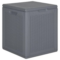 Vidaxl Patio Storage Box Gray Pp Rattan 23.8 Gal