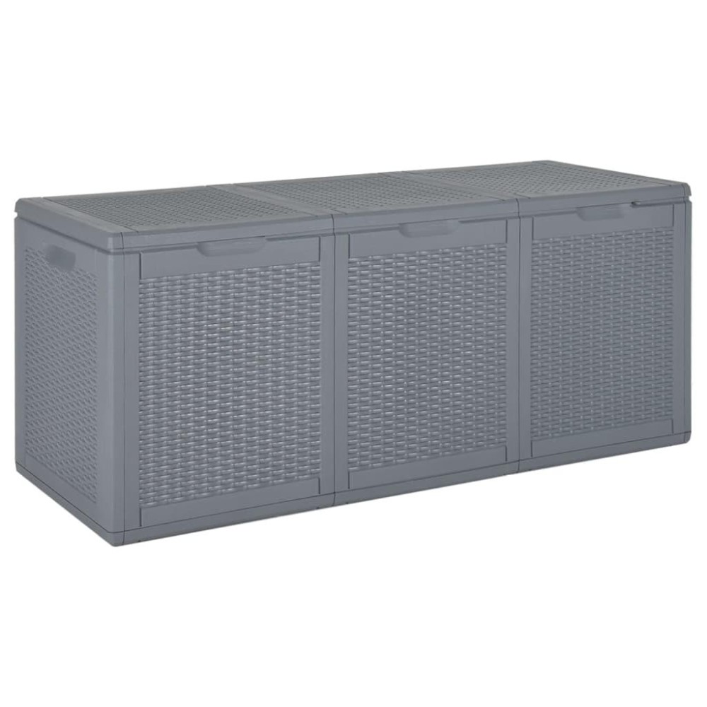 vidaXL Patio Storage Box Gray PP Rattan 71.3 gal