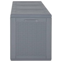 Vidaxl Patio Storage Box Gray Pp Rattan 71.3 Gal