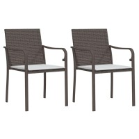 Vidaxl Patio Chairs With Cushions 2 Pcs Brown 22X23.2X33.1 Poly Rattan