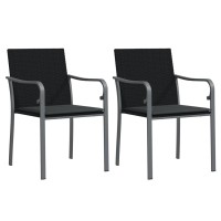 Vidaxl Patio Chairs With Cushions 2 Pcs Black 22X23.2X33.1 Poly Rattan