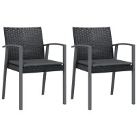 Vidaxl Patio Chairs With Cushions 2 Pcs Black 22.2X22.4X32.7 Poly Rattan