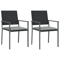 Vidaxl Patio Chairs With Cushions 2 Pcs Black 21.3X24.6X35 Poly Rattan
