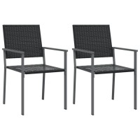 Vidaxl Patio Chairs 2 Pcs Black 21.3X24.6X35 Poly Rattan