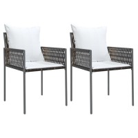 Vidaxl Patio Chairs With Cushions 2 Pcs Brown 21.3X24X32.7 Poly Rattan