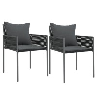 Vidaxl Patio Chairs With Cushions 2 Pcs Black 21.3X24X32.7 Poly Rattan