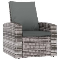 Vidaxl Patio Reclining Chair With Cushions Gray Poly Rattan