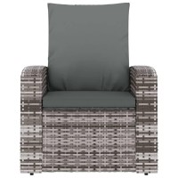 Vidaxl Patio Reclining Chair With Cushions Gray Poly Rattan