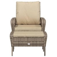 Vidaxl Patio Chair With Footstool Light Brown Poly Rattan