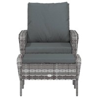 Vidaxl Patio Chair With Footstool Gray Poly Rattan