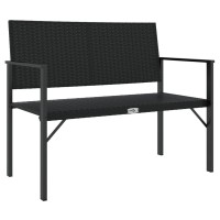 Vidaxl 2-Seater Patio Bench Black Poly Rattan