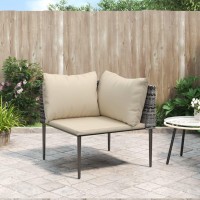 Vidaxl Patio Corner Sofa With Cushions Gray Poly Rattan