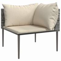 Vidaxl Patio Corner Sofa With Cushions Gray Poly Rattan