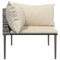 Vidaxl Patio Corner Sofa With Cushions Gray Poly Rattan