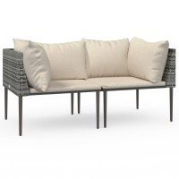 Vidaxl Patio Corner Sofas With Cushions 2 Pcs Gray Poly Rattan