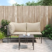 Vidaxl 3 Piece Patio Lounge Set With Cushions Gray Poly Rattan