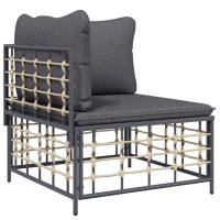 Vidaxl Patio Corner Sofa With Dark Gray Cushions Poly Rattan