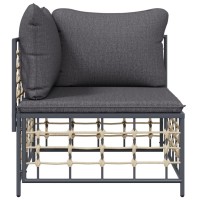 Vidaxl Patio Corner Sofa With Dark Gray Cushions Poly Rattan