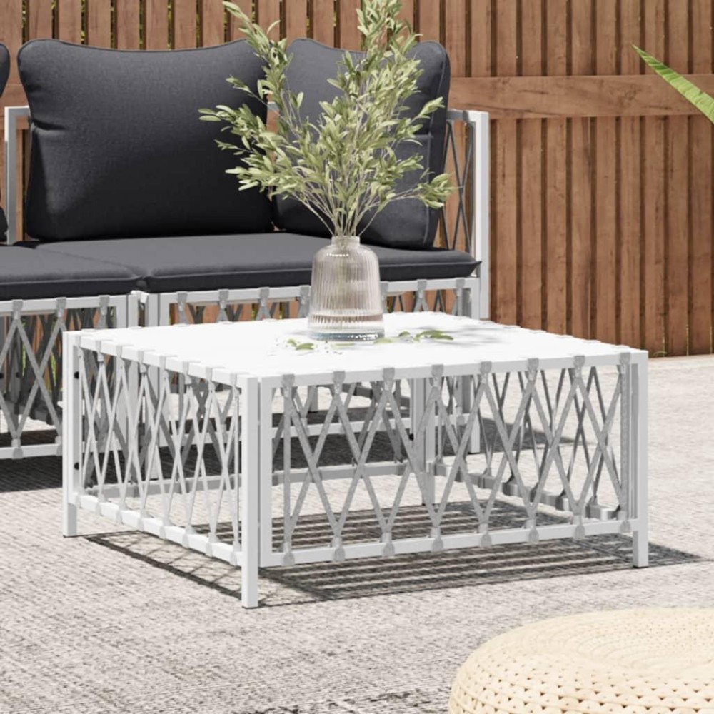 Vidaxl Patio Table White 27.6X27.6X13.4 Woven Fabric