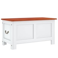 vidaXL Storage Chest with Lid Brown and White Solid Wood Acacia