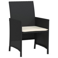 vidaXL 3 Piece Bistro Set with Cushions Black Poly Rattan