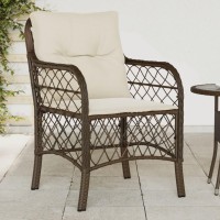 vidaXL Patio Chairs with Cushions 2 pcs Brown Poly Rattan