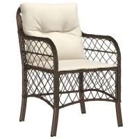 vidaXL Patio Chairs with Cushions 2 pcs Brown Poly Rattan