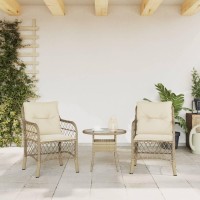 vidaXL Patio Chairs with Cushions 2 pcs Beige Poly Rattan