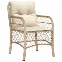 vidaXL Patio Chairs with Cushions 2 pcs Beige Poly Rattan