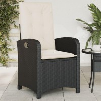 vidaXL Reclining Patio Chairs 2 pcs with Cushions Black Poly Rattan