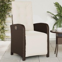 vidaXL Reclining Patio Chairs 2 pcs with Footrest Brown Poly Rattan