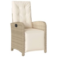 vidaXL Reclining Patio Chairs 2 pcs with Footrest Beige Poly Rattan